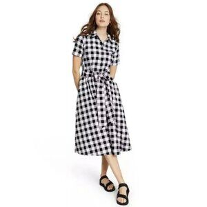 Lisa Marie Fernandez Black and White Checkered Midi Dress
